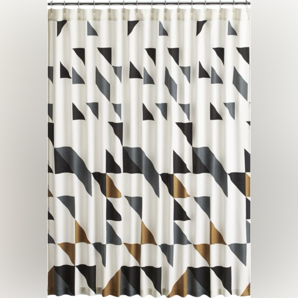 Geometric Pattern Shower Curtain - Black, Gray, Brown